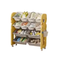 GENERICO - Estante Organizador De Juguetes Dormitorio Niños Hogar Amarillo+Ruedas