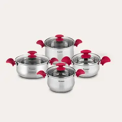 FINEZZA - Juego de ollas de acero inoxidable de 8 piezas