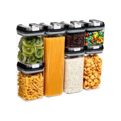 OEM - SET DE 07 DISPENSADORES HERMETICOS  PARA CEREALES GRANOS MENESTRAS