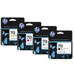 HP - Kit de Tintas 712 Original - Negro, Cyan, Magenta, Amarillo