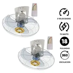 DIORE - Ventilador techo MWF 1881 PACK 02 UNIDADES Control Remoto Blanco