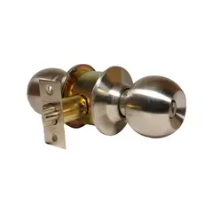 C&A - Cerradura T/Bola C/Botón Cromo p/Dormitorio C/Llave