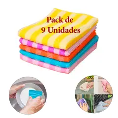 GENERICO - Pack 9 Toallas o Paños de Microfibra para Limpieza de Cocina