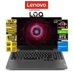 LENOVO - LAPTOP LOQ 15ARP9 AMD RYZEN 7-7435HS 24GB 512GB 15.6" FHD 144HZ RTX 4050 6GB