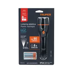TRUPER - Linterna plástica 1 LED 80 lm con 2 pilas AA, 13018