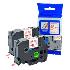 BROTHER - CINTA COMPATIBLE TZ2-242 ROJO SOBRE BLANCO