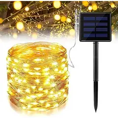 IMPORTADO MC - Luces de hada guirnalda LED Solar Calido navidad de 100 LED 10 M
