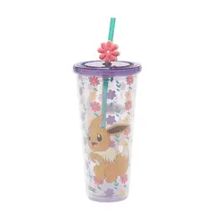 POKEMON - Vaso Acrilico Con Diseño Floral Eevee