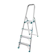 Total Tools - Escalera tubular 4 peldaños soporta 150 kg Total