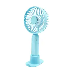 GENERICO - Mini ventilador portatil con base ventilador recargable celeste