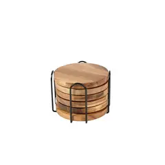 MAP DESIGN HOME - Posavasos Madera Acacia set x6 10 cm