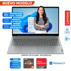 LENOVO - Laptop V15 G4 AMN, 15.6" FHD TN, AMD Ryzen 5 7520U 2.8/4.3GHz, 16GB LPDDR5-4800.