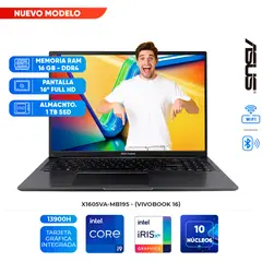 ASUS - Laptop X1605VA-MB195, Core i9-13900H, 16GB DDR4, 1TB SSD, 16 WUXGA LED IPS