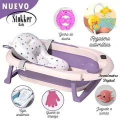 STOKKER BABY - Tina Bañera Plegable Piscis Con Termómetro Purple
