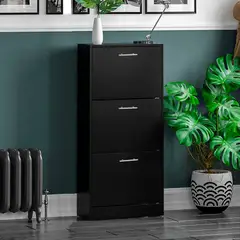 VILLA HOGAR - Zapatera cajonera small - Capacidad hasta 18 pares talla 37 - negro