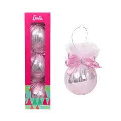 BARBIE - Set x3 bolas navideñas de árbol Barbie 8 cm modelo 2
