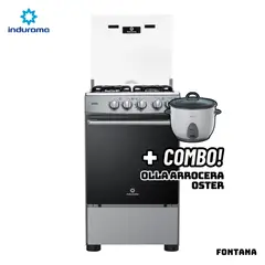INDURAMA - COCINA DE PIE A GAS 4 HORNILLAS - FONTANA + ARROCERA OSTER BLANCA.