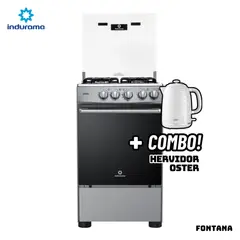 INDURAMA - COCINA DE PIE A GAS 4 HORNILLAS - FONTANA + HERVIDOR OSTER BLANCO.