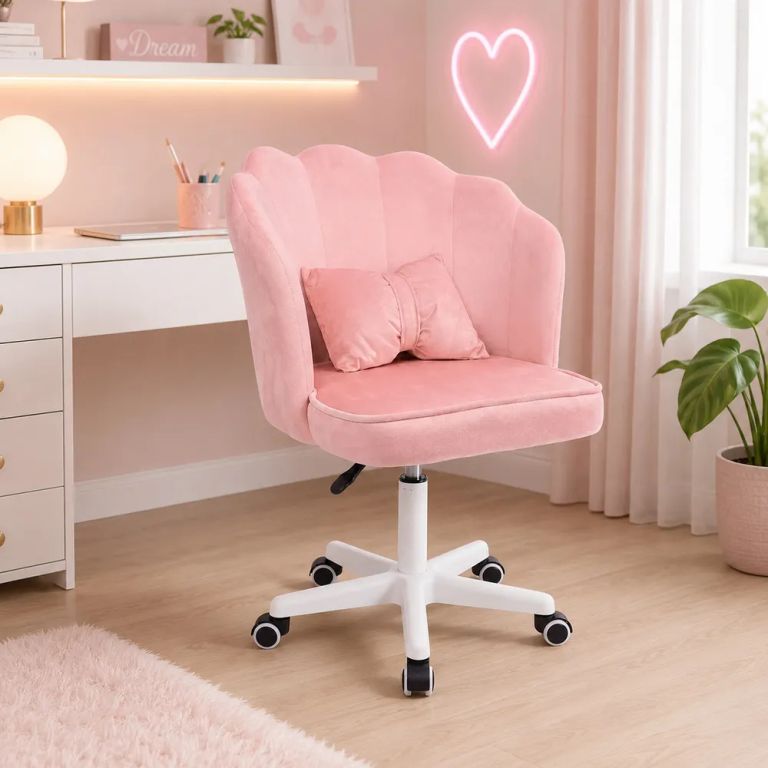 Silla Giratoria de Escritorio Oficina Tocador Q1 Rosada Buckingham