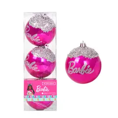 BARBIE - Set x3 bolas navideñas de árbol Barbie 8 cm modelo 4