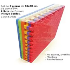 OEM - Piso de Goma Eva para Bebes 6 Piezas de 60x60 2.5 de espesor