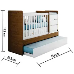 GENERICO - CUNA MULTIFUNCIONAL CLEO COLOR BLANCO CON MADERA