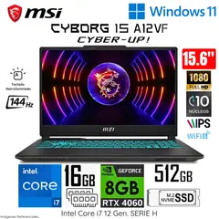 MSI - Laptop Cyborg 15 A12VF Intel Core i7-12650H 16GB RAM 512GB SSD RTX4060 8GB 15.6" FHD