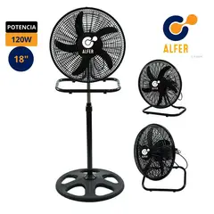 ALFER - Ventilador 3 en 1 de 18 Pulgadas y 120 Watts Negro Motor Silencioso