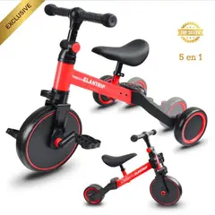 GENERICO - Bicicleta Triciclo 5 en 1 plegable para Niños color Rojo