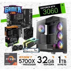 RYZEN - COMPUTADORA GAMER PC 7 5700X RAM 32GB SSD 1TB GRAFICA RTX 3060 12GB