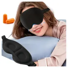 GENERICO - Antifaz 3D Nocturno Bloqueo Total de Luz +Tapones