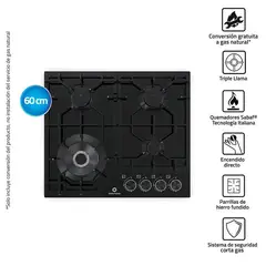 INDURAMA - Cocina Empotrable 4 Hornillas EGASI 604CGNE.