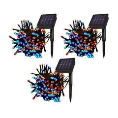 GENERICO - Luces Navideñas con Panel Solar de Colores 20mts x3Unids