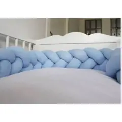 GENERICO - Trenza protector de cuna de 2 metros en celeste