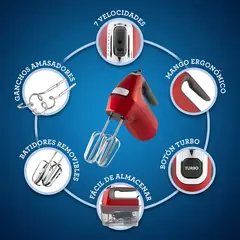 OSTER - Batidora de Mano Oster® 7 Velocidades + Función Turbo, 320W FPSTHM360R