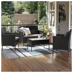 NOVAHUS - Set de Living Terraza 4 Piezas Positano Negro