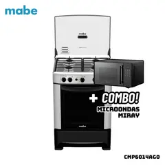 MABE - COCINA DE PIE A GAS 4 HORNILLAS ACERO INOX - CMP6014AG0 + MICROONDAS MIRAY HMM-21N