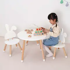 GULI GULI - SET DE MESA Y SILLAS DE MADERA MONTESSORI BLANCO