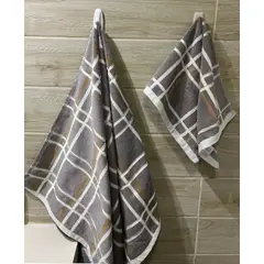 COBITEX HOME - Set de toallas de baño con diseño lineal Gris – 520 gramos 100% algodón