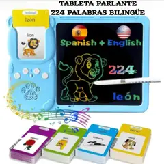 OEM - Tableta Didáctico Parlante 224 palabras Español Inglés CELESTE