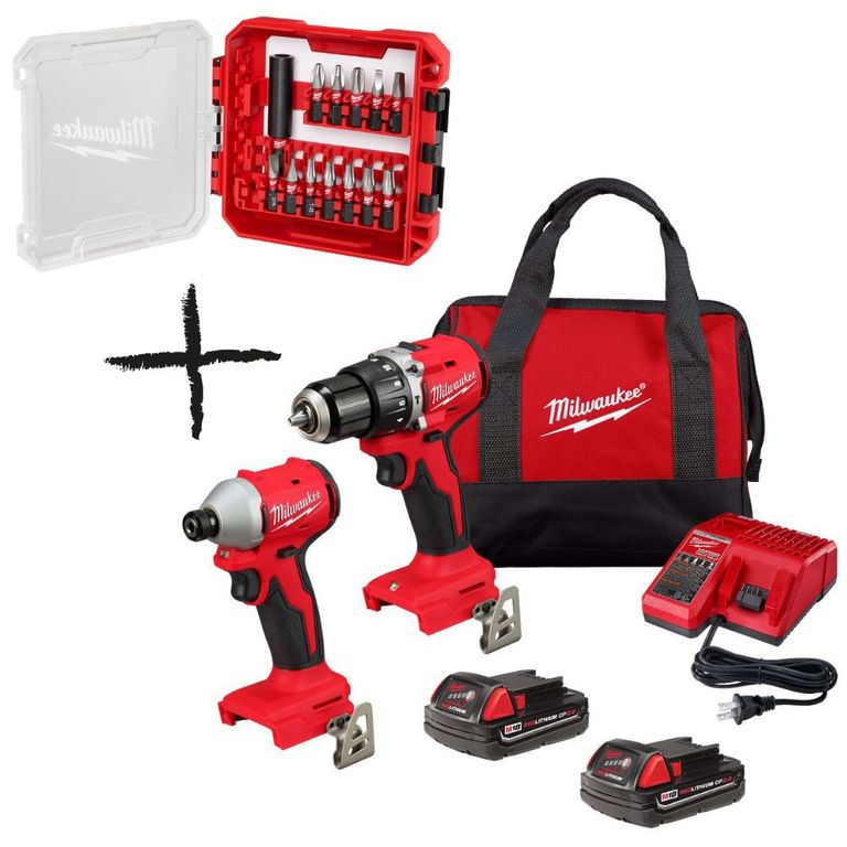 Combo M18 Taladro percutor + Atornillador 3610-259 + Set de puntas 48-32-4035 MILWAUKEE