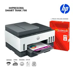 HP - Multifuncional Smart Tank 790 Color,Wi-Fi,Dúplex, ADF+Papel Bond A4