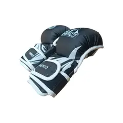 GENERICO - Guante Vale Todo Mma Lucha Kickboxing Negro Blanco Talla L