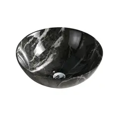 FRATELLI - BOWL OVALIN DE LOZA CRICULAR MARMOLEADO NEGRO A0057