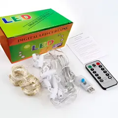 GENERICO - Cortina Luces Led 3x3m Control 8 Modos Usb / color Amarillo
