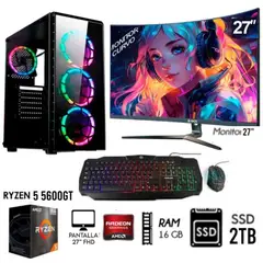 RYZEN - Computadora PC GAMER 5 5600GT RAM 16GB DISCO SOLIDO SSD 2TB MONITOR 27"