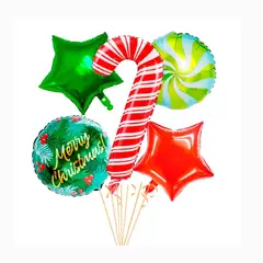 GENERICO - Globo Bastón Navidad pack de 5 unds Decoración