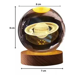 OEM - LAMPARA 3D ESFERA CRISTAL SATURNO 8CM LED