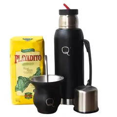 GENERICO - Kit Matero con Mate Bombilla Termo y Yerba Mate