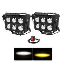 JET - Faros Led Doble Color 6x6 Lupas Con Ventilador 45000LM 2pcs